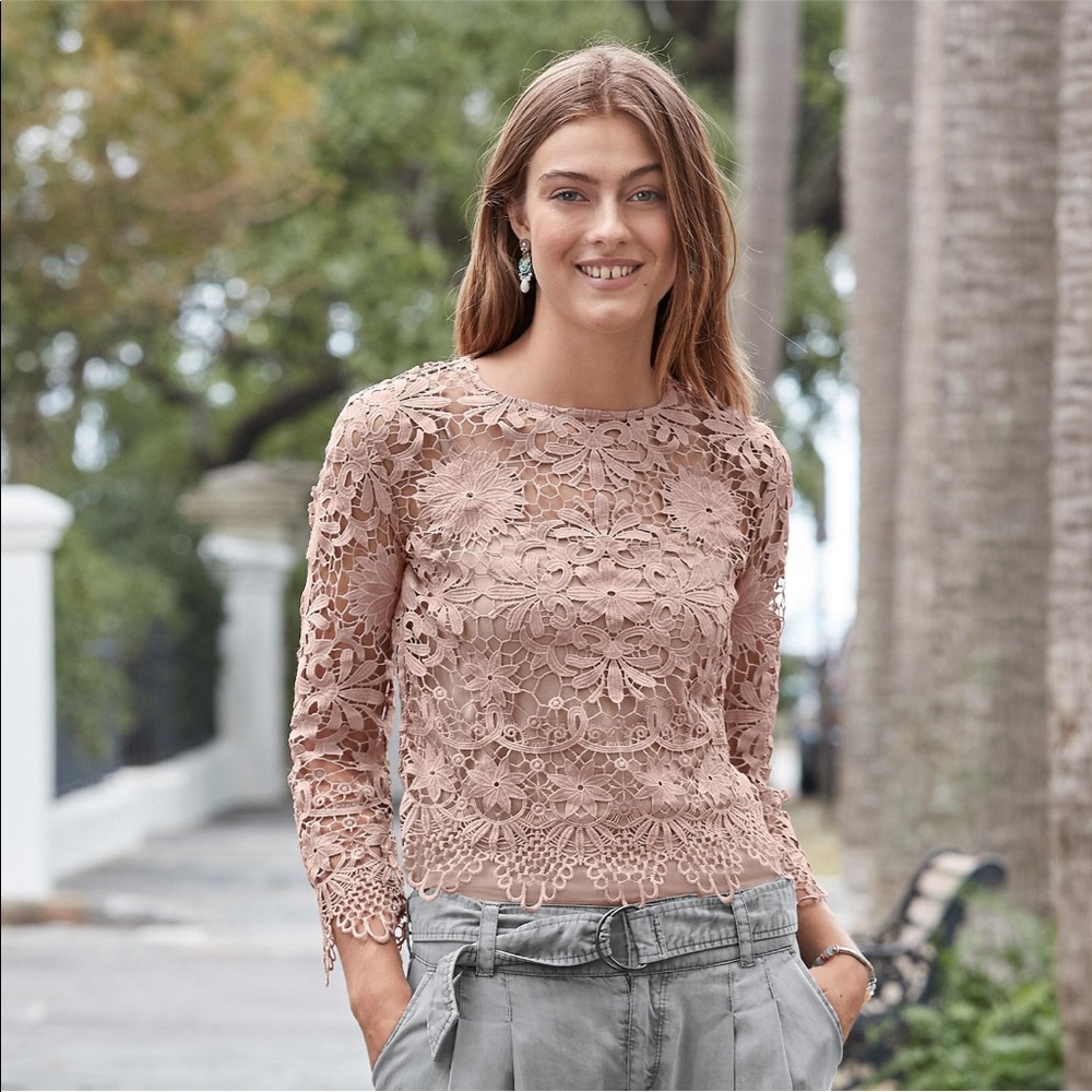 SUNDANCE: NWOT Lavender Crochet Blouse